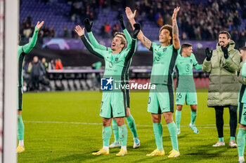 2023-11-28 - Antoine Griezmann and Axel Witsel of Atletico Madrid celebrate the win during the UEFA Champions League, Group E football match between Feyenoord and Atletico Madrid on November 28, 2023 at Stadion Feijenoord "De Kuip" in Rotterdam, Netherlands - FOOTBALL - CHAMPIONS LEAGUE - FEYENOORD V ATLETICO MADRID - UEFA CHAMPIONS LEAGUE - SOCCER