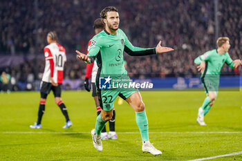 2023-11-28 - Mario Hermoso of Atletico Madrid celebrates his goal 0-2 during the UEFA Champions League, Group E football match between Feyenoord and Atletico Madrid on November 28, 2023 at Stadion Feijenoord "De Kuip" in Rotterdam, Netherlands - FOOTBALL - CHAMPIONS LEAGUE - FEYENOORD V ATLETICO MADRID - UEFA CHAMPIONS LEAGUE - SOCCER