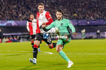 2023-11-28 - Mario Hermoso of Atletico Madrid scores a goal 0-2 during the UEFA Champions League, Group E football match between Feyenoord and Atletico Madrid on November 28, 2023 at Stadion Feijenoord "De Kuip" in Rotterdam, Netherlands - FOOTBALL - CHAMPIONS LEAGUE - FEYENOORD V ATLETICO MADRID - UEFA CHAMPIONS LEAGUE - SOCCER