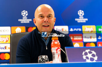 2023-11-28 - Head Coach Arne Slot of Feyenoord at press conference after the UEFA Champions League, Group E football match between Feyenoord and Atletico Madrid on November 28, 2023 at Stadion Feijenoord "De Kuip" in Rotterdam, Netherlands - FOOTBALL - CHAMPIONS LEAGUE - FEYENOORD V ATLETICO MADRID - UEFA CHAMPIONS LEAGUE - SOCCER