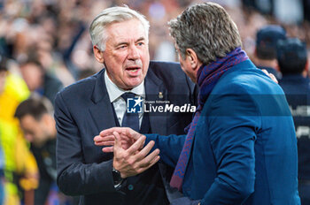 2023-11-29 - Carlo Ancelotti, coach of Real Madrid and Walter Mazzarri of Napoli before the Champions League football match between Real Madrid and Napoli at Bernabeu Stadium in Madrid, Spain. - REAL MADRID VS NAPOLI - UEFA CHAMPIONS LEAGUE - SOCCER