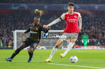 2023-11-29 - Arsenal midfielder Kai Havertz (29) and Lens midfielder Nampalys Mendy (26) during the UEFA Champions League, Group B football match between Arsenal and RC Lens on 29 November 2023 at the Emirates Stadium in London, England - FOOTBALL - CHAMPIONS LEAGUE - ARSENAL V LENS - UEFA CHAMPIONS LEAGUE - SOCCER