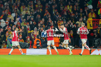 2023-11-29 - Arsenal midfielder Kai Havertz (29) celebrates with teammates after scoring a goal 1-0 during the UEFA Champions League, Group B football match between Arsenal and RC Lens on 29 November 2023 at the Emirates Stadium in London, England - FOOTBALL - CHAMPIONS LEAGUE - ARSENAL V LENS - UEFA CHAMPIONS LEAGUE - SOCCER