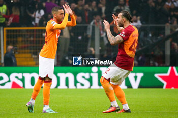 2023-11-29 - Hakim Ziyech of Galatasaray celebrates his goal 1-2 with Abdulkerim Bardakci during the UEFA Champions League, Group A football match between Galatasaray and Manchester United on November 29, 2023 at the Ali Sami Yen Arena in Istanbul, Turkey - FOOTBALL - CHAMPIONS LEAGUE - GALATASARAY V MANCHESTER UNITED - UEFA CHAMPIONS LEAGUE - SOCCER