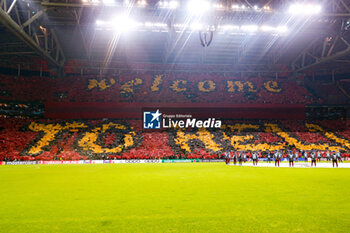 2023-11-29 - Fans of Galatasaray, Tifo during the UEFA Champions League, Group A football match between Galatasaray and Manchester United on November 29, 2023 at the Ali Sami Yen Arena in Istanbul, Turkey - FOOTBALL - CHAMPIONS LEAGUE - GALATASARAY V MANCHESTER UNITED - UEFA CHAMPIONS LEAGUE - SOCCER