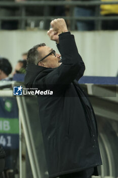 2023-12-12 - Coach of RC Lens Franck Haise celebrates the second goal of his teaam during the UEFA Champions League, Group B football match between RC Lens and Sevilla FC on December 12, 2023 at Bollaert-Delelis stadium in Lens, France - FOOTBALL - CHAMPIONS LEAGUE - LENS V SEVILLA - UEFA CHAMPIONS LEAGUE - SOCCER