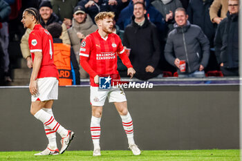2023-12-12 - Yorbe Vertessen of PSV celebrates his goal 1-1 during the UEFA Champions League, Group B football match between PSV and Arsenal on December 12, 2023 at the Phillips Stadion in Eindhoven, Netherlands - FOOTBALL - CHAMPIONS LEAGUE - PSV V ARSENAL - UEFA CHAMPIONS LEAGUE - SOCCER