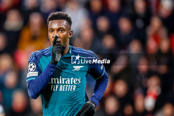 2023-12-12 - Eddie Nketiah of Arsenal celebrates his goal 0-1 during the UEFA Champions League, Group B football match between PSV and Arsenal on December 12, 2023 at the Phillips Stadion in Eindhoven, Netherlands - FOOTBALL - CHAMPIONS LEAGUE - PSV V ARSENAL - UEFA CHAMPIONS LEAGUE - SOCCER