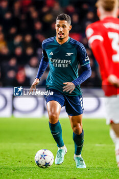2023-12-12 - William Saliba of Arsenal during the UEFA Champions League, Group B football match between PSV and Arsenal on December 12, 2023 at the Phillips Stadion in Eindhoven, Netherlands - FOOTBALL - CHAMPIONS LEAGUE - PSV V ARSENAL - UEFA CHAMPIONS LEAGUE - SOCCER
