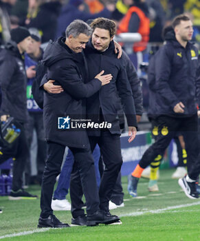 2023-12-13 - Coach Luis Enrique of Paris SG and coach Edin Terzic of Borussia Dortmund during the UEFA Champions League, Group F football match between Borussia Dortmund and Paris Saint-Germain on December 13, 2023 at Signal Iduna Park in Dortmund, Germany - FOOTBALL - CHAMPIONS LEAGUE - DORTMUND V PARIS SG - UEFA CHAMPIONS LEAGUE - SOCCER