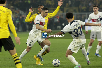 2023-12-13 - Achraf Hakimi of PSG during the UEFA Champions League, Group F football match between Borussia Dortmund and Paris Saint-Germain on December 13, 2023 at Signal Iduna Park in Dortmund, Germany - FOOTBALL - CHAMPIONS LEAGUE - DORTMUND V PARIS SG - UEFA CHAMPIONS LEAGUE - SOCCER