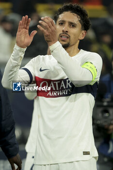 2023-12-13 - Marquinhos of PSG salutes the supporters following the UEFA Champions League, Group F football match between Borussia Dortmund and Paris Saint-Germain on December 13, 2023 at Signal Iduna Park in Dortmund, Germany - FOOTBALL - CHAMPIONS LEAGUE - DORTMUND V PARIS SG - UEFA CHAMPIONS LEAGUE - SOCCER