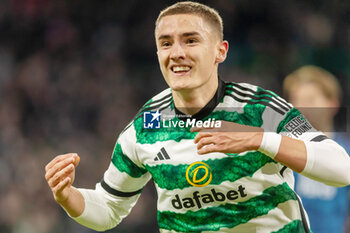 2023-12-13 - Gustaf Lagerbielke of Celtic FC celebrates his goal 2-1 during the UEFA Champions League, Group E football match between Celtic FC and Feyenoord on December 13, 2023 at Celtic Park in Glasgow, Scotland - FOOTBALL - CHAMPIONS LEAGUE - CELTIC V FEYENOORD - UEFA CHAMPIONS LEAGUE - SOCCER