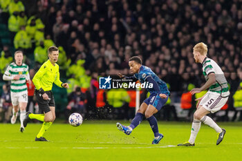 2023-12-13 - Quinten Timber of Feyenoord and Liam Scales of Celtic FC during the UEFA Champions League, Group E football match between Celtic FC and Feyenoord on December 13, 2023 at Celtic Park in Glasgow, Scotland - FOOTBALL - CHAMPIONS LEAGUE - CELTIC V FEYENOORD - UEFA CHAMPIONS LEAGUE - SOCCER