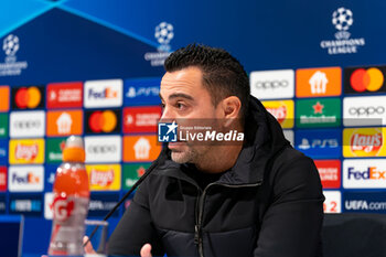 2023-12-13 - Coach Xavi Hernandez of FC Barcelona during the press conference following the UEFA Champions League, Group H football match between Royal Antwerp FC and FC Barcelona on December 13, 2023 at the Stadion Bosuil in Antwerpen, Belgium - FOOTBALL - CHAMPIONS LEAGUE - ROYAL ANTWERP V FC BARCELONA - UEFA CHAMPIONS LEAGUE - SOCCER