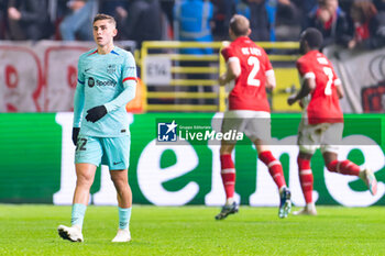 2023-12-13 - Fermin Lopez of FC Barcelona looks dejected after conceding the team's second goal during the UEFA Champions League, Group H football match between Royal Antwerp FC and FC Barcelona on December 13, 2023 at the Stadion Bosuil in Antwerpen, Belgium - FOOTBALL - CHAMPIONS LEAGUE - ROYAL ANTWERP V FC BARCELONA - UEFA CHAMPIONS LEAGUE - SOCCER