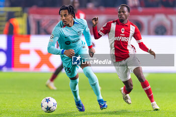 2023-12-13 - Jules Kounde of FC Barcelona during the UEFA Champions League, Group H football match between Royal Antwerp FC and FC Barcelona on December 13, 2023 at the Stadion Bosuil in Antwerpen, Belgium - FOOTBALL - CHAMPIONS LEAGUE - ROYAL ANTWERP V FC BARCELONA - UEFA CHAMPIONS LEAGUE - SOCCER