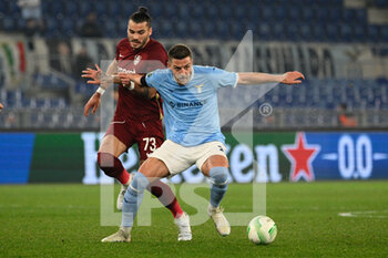 2023-02-16 - Sergej Milinkovic-Savic (SS Lazio) Karlo Muhar (CFR Cluj) during the UEFA Conference League 2022/2023 football match between SS Lazio and CFR 1907 Cluj at The Olympic Stadium in Rome on 16 February 2023. - SS LAZIO VS  CFR 1907 CLUJ - UEFA CONFERENCE LEAGUE - SOCCER