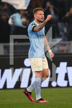 2023-02-16 - Ciro Immobile (SS Lazio) celebrates after scoring the goal 1-0  during the UEFA Conference League 2022/2023 football match between SS Lazio and CFR 1907 Cluj at The Olympic Stadium in Rome on 16 February 2023. - SS LAZIO VS  CFR 1907 CLUJ - UEFA CONFERENCE LEAGUE - SOCCER