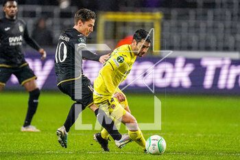 2023-03-09 - Yari Verschaeren of RSC Anderlecht and Manu Trigueros of Villarreal during the UEFA Europa Conference League, Round of 16, 1st leg football match between RSC Anderlecht and Villarreal CF on March 9, 2023 at the Lotto Park Stadium in Brussels, Belgium - FOOTBALL - CONFERENCE LEAGUE - ANDERLECHT V VILLARREAL - UEFA CONFERENCE LEAGUE - SOCCER