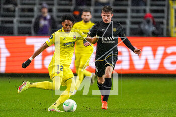 2023-03-09 - Johan Mojica of Villarreal and Anders Dreyer of RSC Anderlecht during the UEFA Europa Conference League, Round of 16, 1st leg football match between RSC Anderlecht and Villarreal CF on March 9, 2023 at the Lotto Park Stadium in Brussels, Belgium - FOOTBALL - CONFERENCE LEAGUE - ANDERLECHT V VILLARREAL - UEFA CONFERENCE LEAGUE - SOCCER