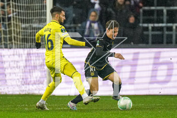 2023-03-09 - Yari Verschaeren of RSC Anderlecht and Alex Baena of Villarreal during the UEFA Europa Conference League, Round of 16, 1st leg football match between RSC Anderlecht and Villarreal CF on March 9, 2023 at the Lotto Park Stadium in Brussels, Belgium - FOOTBALL - CONFERENCE LEAGUE - ANDERLECHT V VILLARREAL - UEFA CONFERENCE LEAGUE - SOCCER