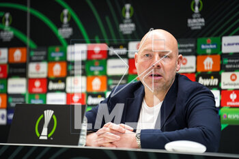 2023-03-09 - Coach Brian Riemer of RSC Anderlecht during the press conference following the UEFA Europa Conference League, Round of 16, 1st leg football match between RSC Anderlecht and Villarreal CF on March 9, 2023 at the Lotto Park Stadium in Brussels, Belgium - FOOTBALL - CONFERENCE LEAGUE - ANDERLECHT V VILLARREAL - UEFA CONFERENCE LEAGUE - SOCCER