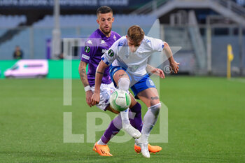 2023-04-20 - Michal Skoras (Lech Poznan) and Cristiano Biraghi (ACF Fiorentina) - ACF FIORENTINA VS LECH POZNAN - UEFA CONFERENCE LEAGUE - SOCCER