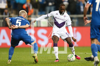 2023-04-13 - Jonathan Ikone of Fiorentina during the UEFA Europa Conference League, Quarter-finals, 1st leg football match between KKS Lech Poznan and ACF Fiorentina on April 13, 2023 at INEA Stadion in Poznan, Poland - FOOTBALL - CONFERENCE LEAGUE - LECH POZNAN V FIORENTINA - UEFA CONFERENCE LEAGUE - SOCCER