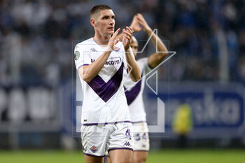 2023-04-13 - Nikola Milenkovic of Fiorentina during the UEFA Europa Conference League, Quarter-finals, 1st leg football match between KKS Lech Poznan and ACF Fiorentina on April 13, 2023 at INEA Stadion in Poznan, Poland - FOOTBALL - CONFERENCE LEAGUE - LECH POZNAN V FIORENTINA - UEFA CONFERENCE LEAGUE - SOCCER