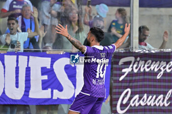 2023-08-31 - ACF Fiorentina's Argentinian forward Nicolas Gonzalez celebrates after scoring a goal - ACF FIORENTINA VS SK RAPID WIEN - UEFA CONFERENCE LEAGUE - SOCCER