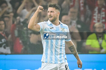 2023-08-24 - Marco PASALIC of Rijeka celebrates his goal during the UEFA Europa Conference League, Play-offs, 1st leg football match between LOSC Lille and HNK Rijeka on August 24, 2023 at Pierre Mauroy stadium in Villeneuve-d'Ascq near Lille, France - FOOTBALL - CONFERENCE LEAGUE - LILLE V RIJEKA - UEFA CONFERENCE LEAGUE - SOCCER