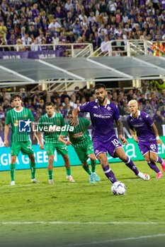 2023-08-31 - Nico Gonzalez shooting and scoring the penalty - ACF FIORENTINA VS SK RAPID WIEN - UEFA CONFERENCE LEAGUE - SOCCER