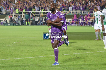 2023-10-05 - Jonathan Ikone of the ACF Fiorentina celebrates after scoring his team's goal during the Conference League match between ACF Fiorentina and Ferencvarosi TC at Stadio Artemio Franchi on October 5, 2023 in Florence, Italy - ACF FIORENTINA VS FERENCVAROSI TC - UEFA CONFERENCE LEAGUE - SOCCER