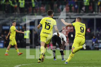 2023-01-10 - Francesco Acerbi of FC Internazionale celebrates after scoring a goal during Coppa Italia 2022/23 football match between FC Internazionale and Parma Calcio at Giuseppe Meazza Stadium, Milan, Italy on January 10, 2023 - INTER - FC INTERNAZIONALE VS PARMA CALCIO - ITALIAN CUP - SOCCER