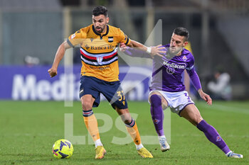 2023-01-12 - Mehdi Leris (UC Sampdoria) and Cristiano Biraghi (ACF Fiorentina) - ACF FIORENTINA VS UC SAMPDORIA - ITALIAN CUP - SOCCER