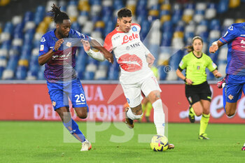 2023-01-17 - Soualhio Meitr of US Cremonese competes for the ball with Mathias Olivera of SSC Napoli  during the Coppa Italia Freccia Rossa  match between SSC Napoli  v USC Cremonese  at Stadio Arechi   - SSC NAPOLI VS US CREMONESE - ITALIAN CUP - SOCCER
