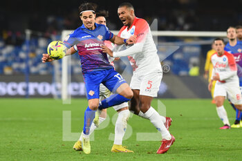 2023-01-17 - Leonardo Sernicola of US Cremonese competes for the ball with Juan Jesus of SSC Napoli  during the Coppa Italia Freccia Rossa  match between SSC Napoli  v USC Cremonese  at Stadio Arechi   - SSC NAPOLI VS US CREMONESE - ITALIAN CUP - SOCCER