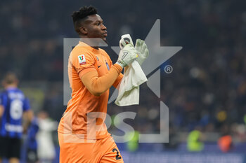 2023-01-31 - Andre Onana of FC Internazionale greets the fans during Coppa Italia 2022/23 football match between FC Internazionale and Atalanta BC at Giuseppe Meazza Stadium, Milan, Italy on January 31, 2023 - INTER - FC INTERNAZIONALE VS ATALANTA BC - ITALIAN CUP - SOCCER