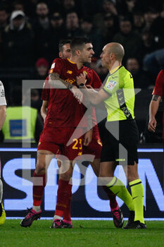 2023-02-01 - Michael Fabbri and Gianluca Mancini (AS Roma) during the Coppa Italia Frecciarossa quarterfinal match between AS Roma vs US Cremonese at the Olimpic Stadium in Rome on 01 February 2023. - AS ROMA VS US CREMONESE - ITALIAN CUP - SOCCER