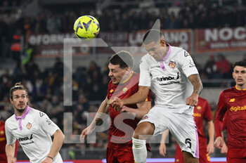 2023-02-01 - Charles Pickel (US Cremonese)  Andrea Belotti (AS Roma) during the Coppa Italia Frecciarossa quarterfinal match between AS Roma vs US Cremonese at the Olimpic Stadium in Rome on 01 February 2023. - AS ROMA VS US CREMONESE - ITALIAN CUP - SOCCER