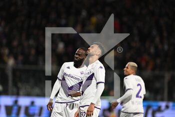 2023-04-05 - Gonzalez Nicolas Ivan of ACF Fiorentina and Ikoné Jonathan of ACF Fiorentina celebrating after a goal during the Italian Cup Semi Final football match between US Cremonese and ACF Fiorentina on 5 of Avril 2023 at Stadium Giovanni Zini in Cremona, Italy. Photo Tiziano Ballabio - SEMIFINAL - US CREMONESE VS ACF FIORENTINA - ITALIAN CUP - SOCCER