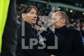 2023-04-04 - Simone Inzaghi, Manager of FC Internazionale and Massimiliano Allegri, Manager of Juventus during the Coppa Italia, semifinal first leg,  football match between Juventus Fc and Fc Internazionale, on 04 April 2023 at Allianz Stadium, Turin, Italy. Photo Nderim Kaceli - SEMIFINAL - JUVENTUS FC VS INTER - FC INTERNAZIONALE - ITALIAN CUP - SOCCER