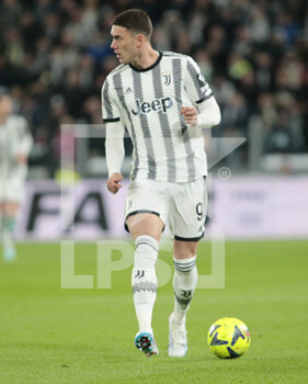 2023-04-04 - Dusan Vlahovic of Juventus during the Coppa Italia, semifinal first leg,  football match between Juventus Fc and Fc Internazionale, on 04 April 2023 at Allianz Stadium, Turin, Italy. Photo Nderim Kaceli - SEMIFINAL - JUVENTUS FC VS INTER - FC INTERNAZIONALE - ITALIAN CUP - SOCCER