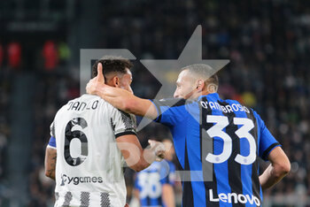 2023-04-04 - Danilo of Juventus and Danilo D'Ambrosio of FC Internazionale during the Coppa Italia, semifinal first leg,  football match between Juventus Fc and Fc Internazionale, on 04 April 2023 at Allianz Stadium, Turin, Italy. Photo Nderim Kaceli - SEMIFINAL - JUVENTUS FC VS INTER - FC INTERNAZIONALE - ITALIAN CUP - SOCCER