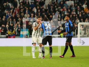 2023-04-04 - Matteo Darmian of FC Internazionale and Danilo of Juventus during the Coppa Italia, semifinal first leg,  football match between Juventus Fc and Fc Internazionale, on 04 April 2023 at Allianz Stadium, Turin, Italy. Photo Nderim Kaceli - SEMIFINAL - JUVENTUS FC VS INTER - FC INTERNAZIONALE - ITALIAN CUP - SOCCER