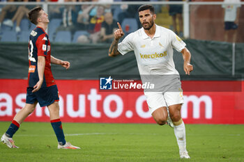 2023-08-11 - Mario Gargiulo (Modena) celebrates after scoring the gol of 4-3 - GENOA CFC VS MODENA FC - ITALIAN CUP - SOCCER