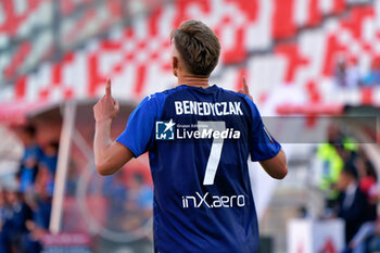 2023-08-12 - Adrian Benedyczak (Parma Calcio) celebrates after scoring a goal - SSC BARI VS PARMA CALCIO - ITALIAN CUP - SOCCER