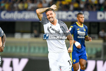 2023-08-12 - Ascoli's Francesco Forte celebrates after scoring a goal on penalty - HELLAS VERONA FC VS ASCOLI CALCIO - ITALIAN CUP - SOCCER