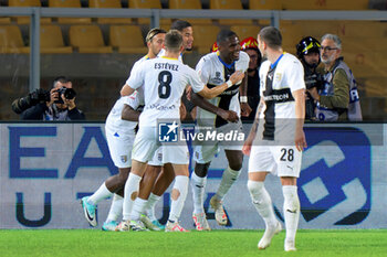 2023-11-01 - Ange-Yoan Bonny of Parma Calcio celebrates after scoring a goal with teammates - US LECCE VS PARMA CALCIO - ITALIAN CUP - SOCCER